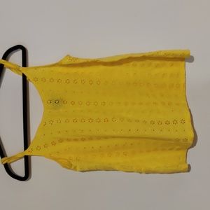Torrid Yellow Floral Eyelet V Neck Tank With Adjustable Straps Size 0x